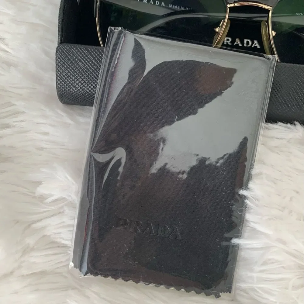 Prada Glasses Frames Black Gold Eyeglasses Case Cloth Box PR65RV Retro
